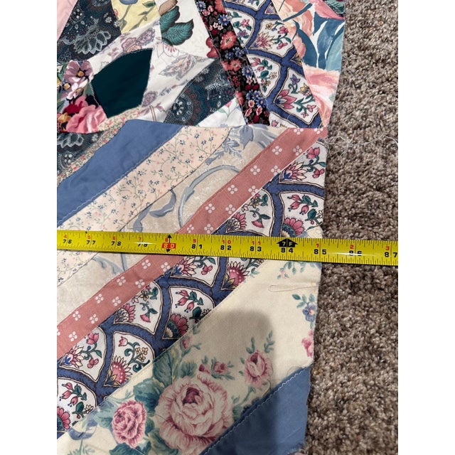 Vintage Mid 20th Century Twin Size Quilt Top Known as a Crazy Quilt For Sale - Image 4 of 8