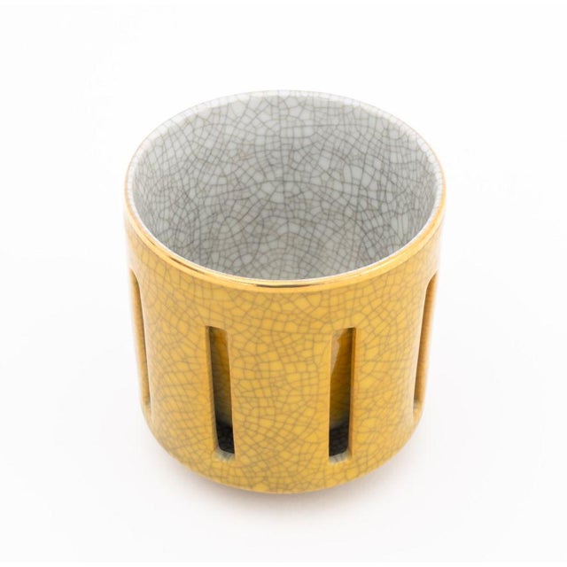 Modern Crackle Glazed Ceramic Cups, 6 For Sale In New York - Image 6 of 7