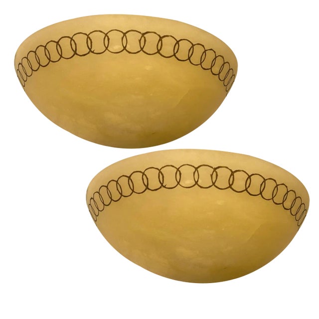 Large Marbled Glass Sconces, 1980s, Set of 2 For Sale