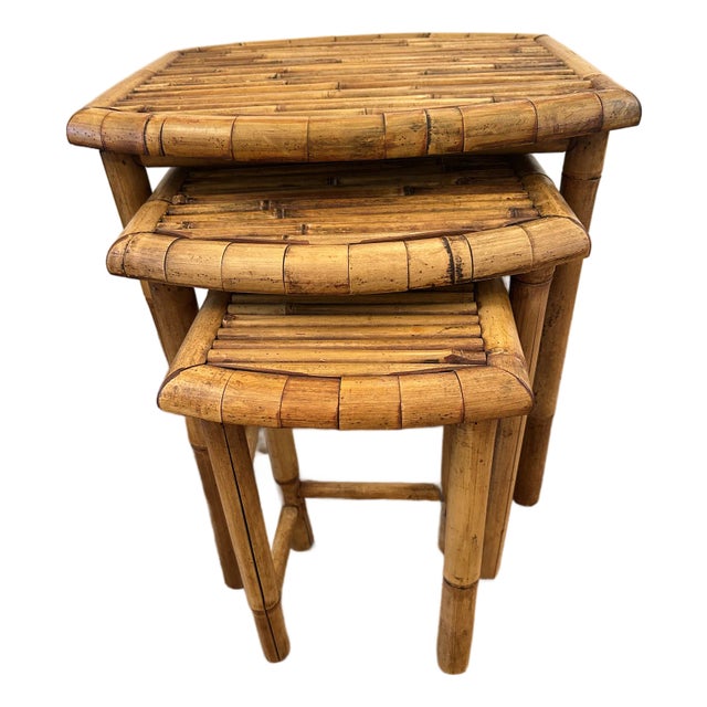 Vintage Bamboo Nesting Tables -Set of 3 For Sale