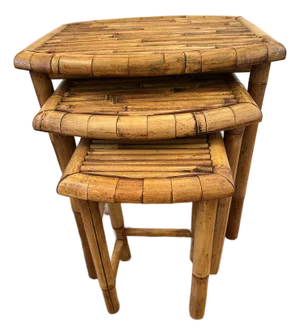 Vintage Bamboo Nesting Tables -Set of 3