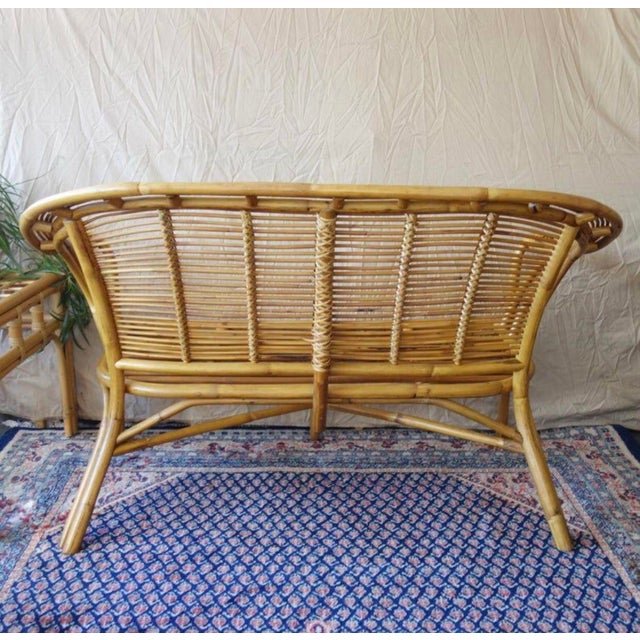 1970s Vintage Rattan Settee Chairish