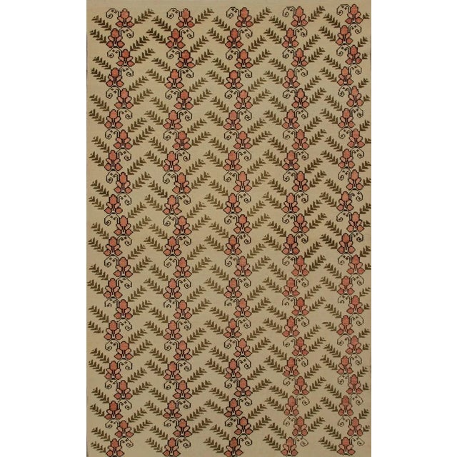 Vintage Sparta Traditional Beige and Pink Wool Rug For Sale