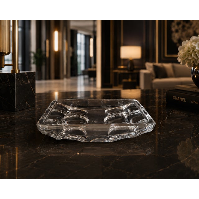 An impressive Art Vannes France crystal valet tray, featuring refined faceted workmanship and a remarkable thickness. The...