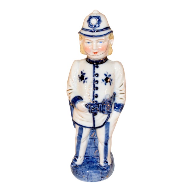 19th C Flow Blue English Bobby Figure For Sale