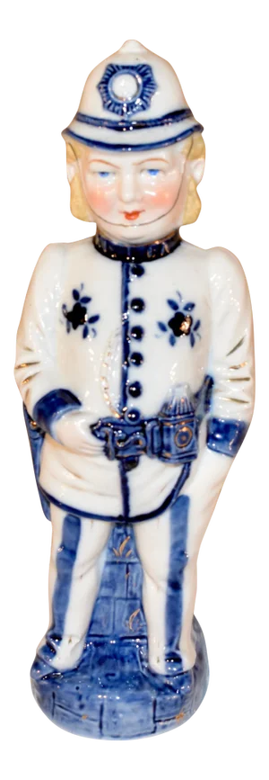 19th C Flow Blue English Bobby Figure