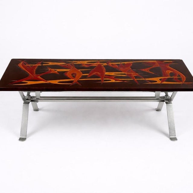 Modern Mid-Century Modern Space Age Flames Tabletop and Chrome Coffee Table For Sale - Image 3 of 15