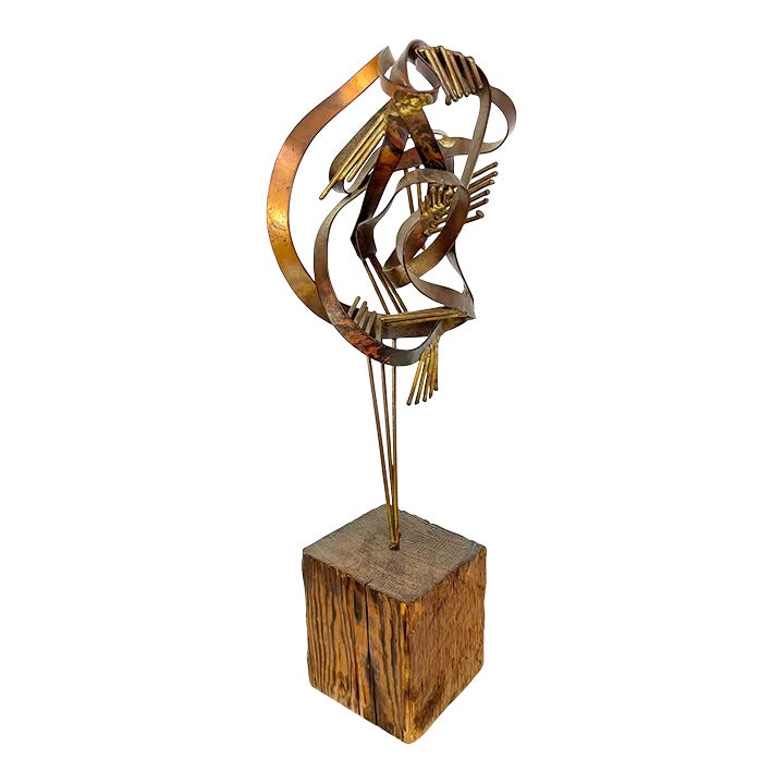 Vintage Brutalist Modern Jack Boyd Pal Kepenyes Bronze on Wood Art Sculpture Chairish