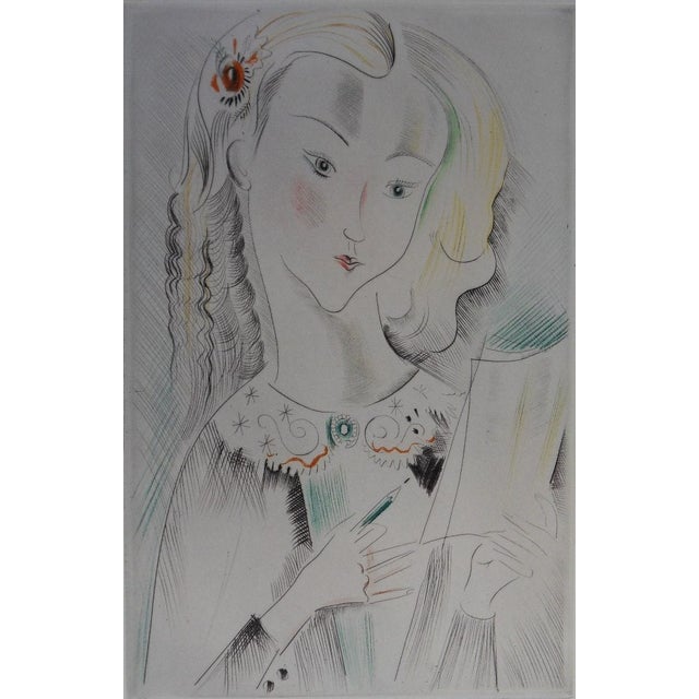 Mily Possoz, Pensive Girl, Etching For Sale