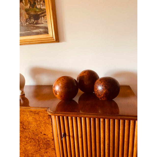 Modern Set of 3 Wooden Spherical Sculptures, France 1960s For Sale - Image 3 of 13