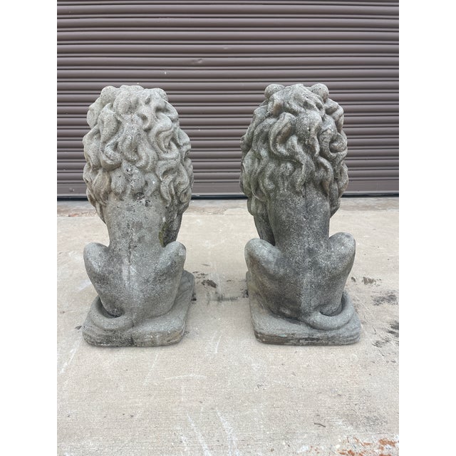 Classical Roman Pair of 19th-Century Lion Sculptures - The Plantation Guardians: For Sale - Image 3 of 9
