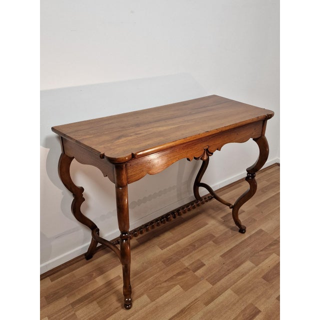 Wood Italian Console Table in Walnut, Mid-19th Century For Sale - Image 7 of 18