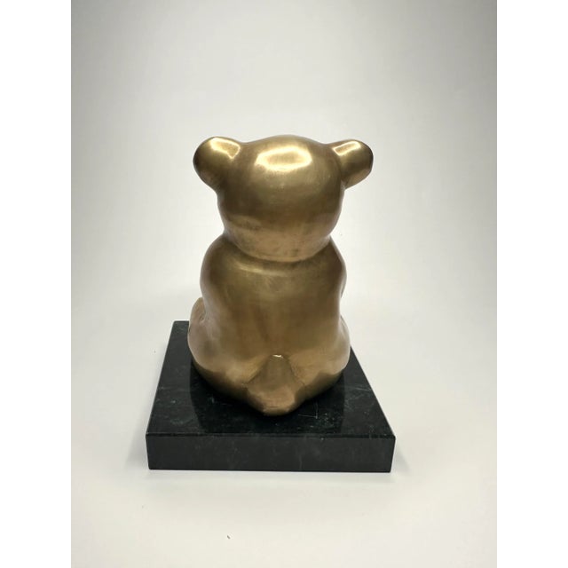 Vintage Traditional Solid Brass & Black Teddy Bear Figurine For Sale - Image 4 of 7