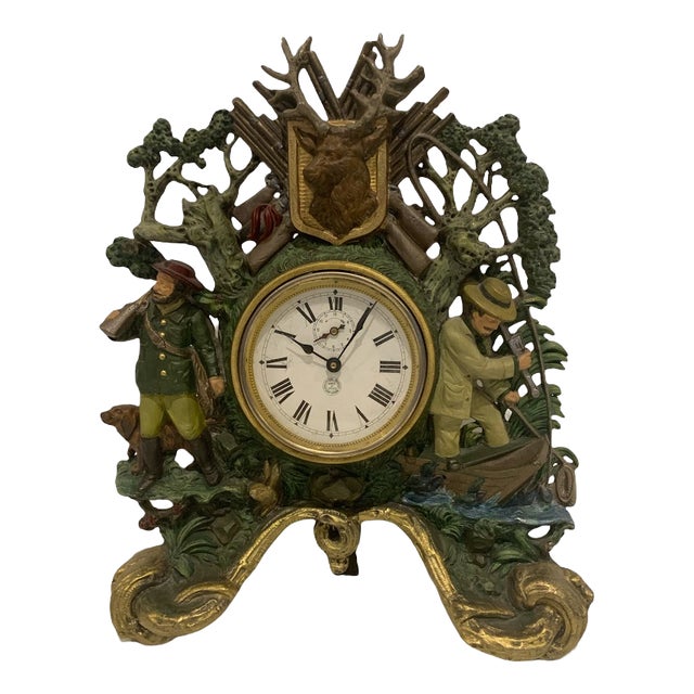 20th Century Polychrome Spelter Clock with Breton Sailor Decoration For Sale