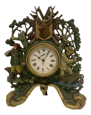 20th Century Polychrome Spelter Clock with Breton Sailor Decoration
