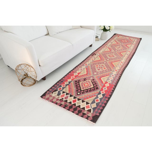1950s Bold Geometric Medallion Kilim Runner For Sale - Image 6 of 10