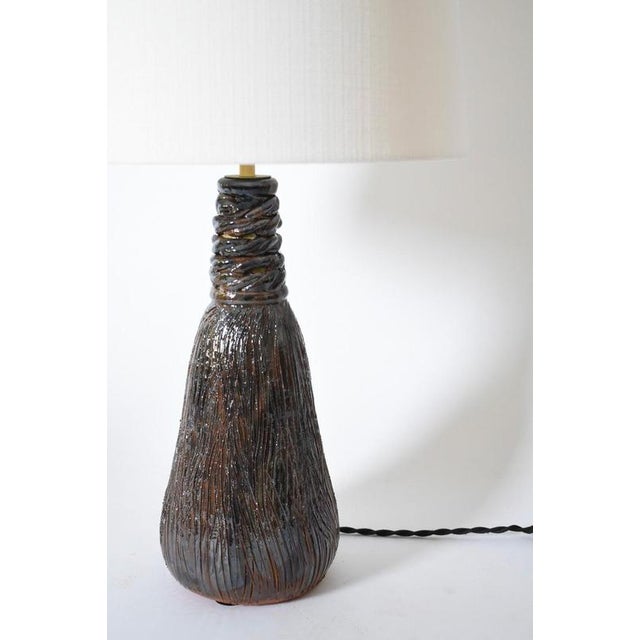 "Villandry" 32cm dark brown navy blue ceramic lamp, Barracuda edition. Up to 250V (Europe/UK Standard).