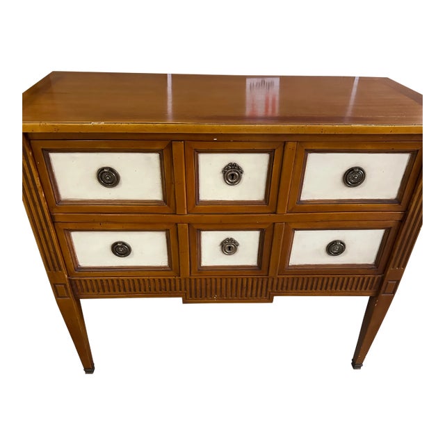 Vintage NEO classical Louis XVI style commode cherry finish antique brass hardware