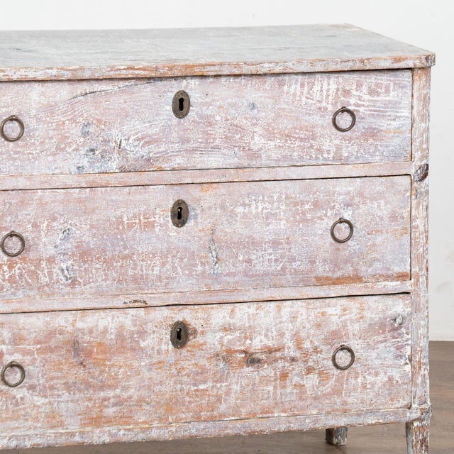 19th Century Swedish Painted Pine Chest of Three Drawers For Sale - Image 9 of 12