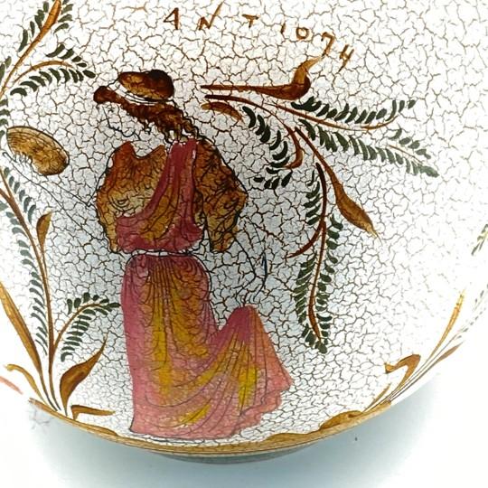 Ancient Greek Museum Reproduction Vase (12-Inch, Crackle Glaze, Uogc #47, Vessel, Hand-Made, Vintage, Late 20th Century Replica) For Sale - Image 9 of 18