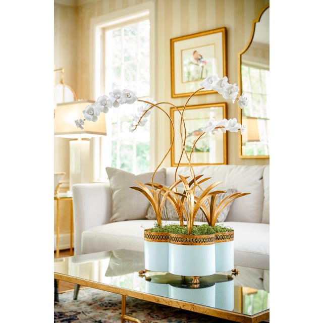 Chelsea House Inc Tracery Quatrefoil Cachepot/Planter - Lagoon, Small For Sale - Image 4 of 5