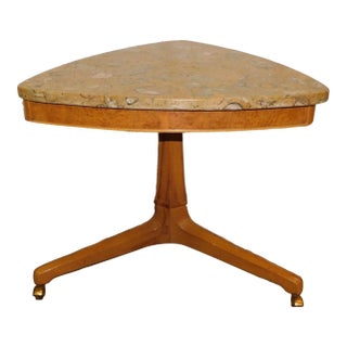 1960s Tomlinson Sophisticate Mid Century Triangular Marble Top Side Table For Sale