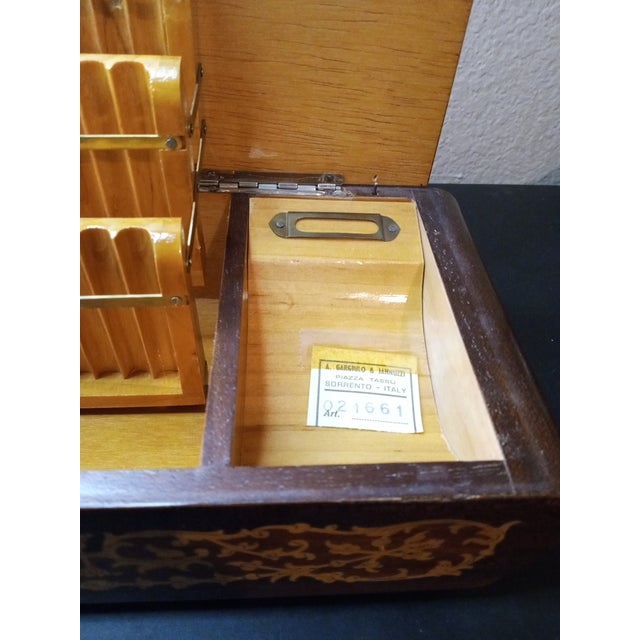 1940s 1940s Miners Wood Marquetry Cigarette Reuge Musical Box Made in Italy For Sale - Image 5 of 7