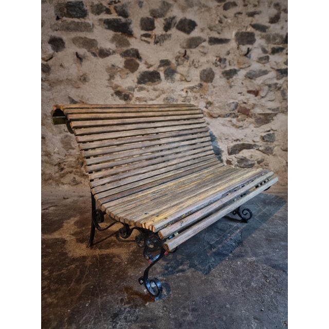 Wood Mid 20th Century French Garden Bench, 1950s For Sale - Image 7 of 12