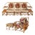 1950s Mid-Century Modern Stepped Rattan Sofa Chair Ottoman Livingroom Set With Built in End Tables - 3 Pieces For Sale