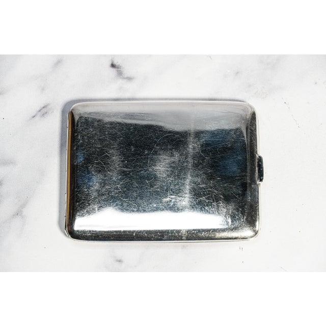 Wonderful Engine Turned Art Deco Antique Sterling Silver 14k Gold Cigarette Card Case For Sale - Image 16 of 16