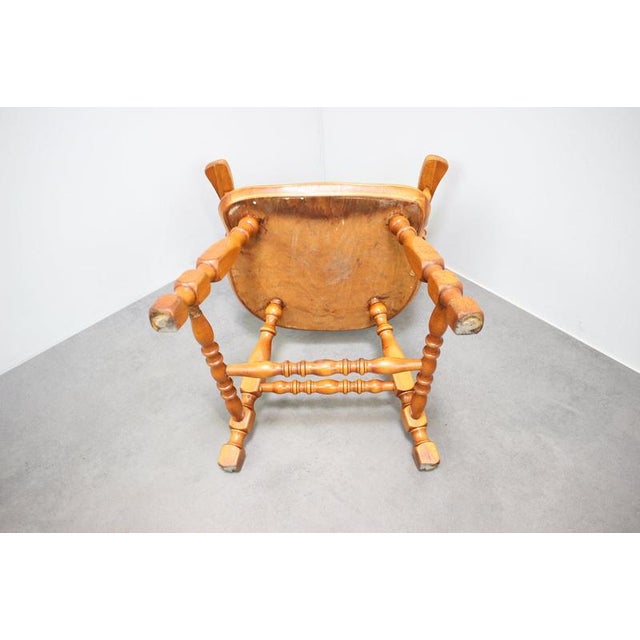 Brown Vintage Windsor-Style Spindle-Back Armchair, 1970s For Sale - Image 8 of 9