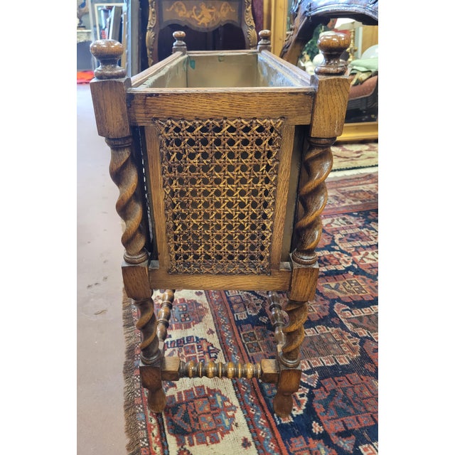 French Country Antique Jacobean Cane and Barly Twist Planter For Sale - Image 3 of 8