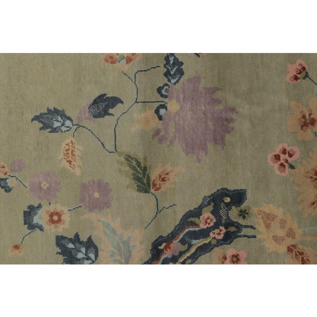Rug & Kilim’s Chinese Art Deco Inspired Rug, Light Green With Whimsical Florals For Sale In New York - Image 6 of 8