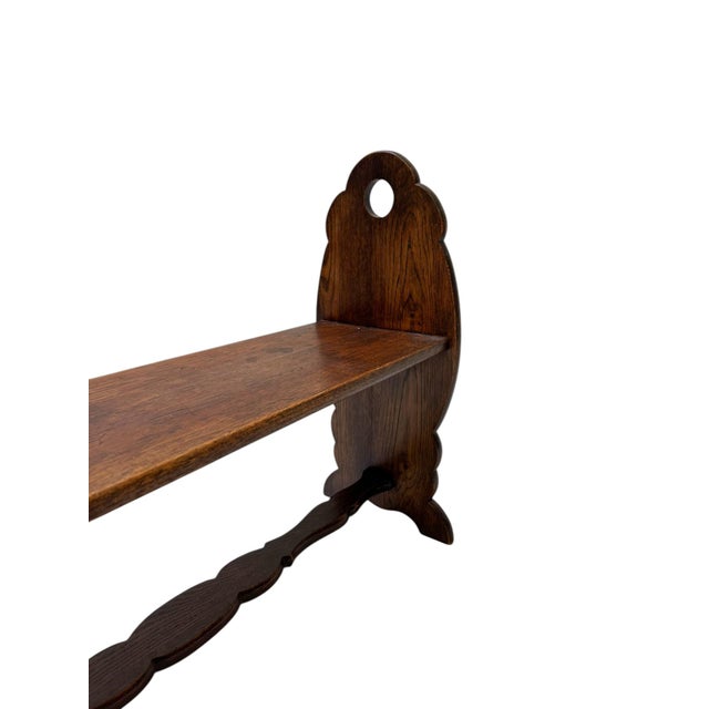 Stunning and elegant Brutalist Rustic small bench. Striking Dutch design from the 1960s. Solid oak frames which can be...