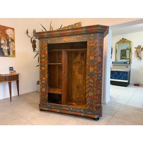 Wood Tyrolean Farmhouse Hand-Painted Bookcase For Sale - Image 7 of 18