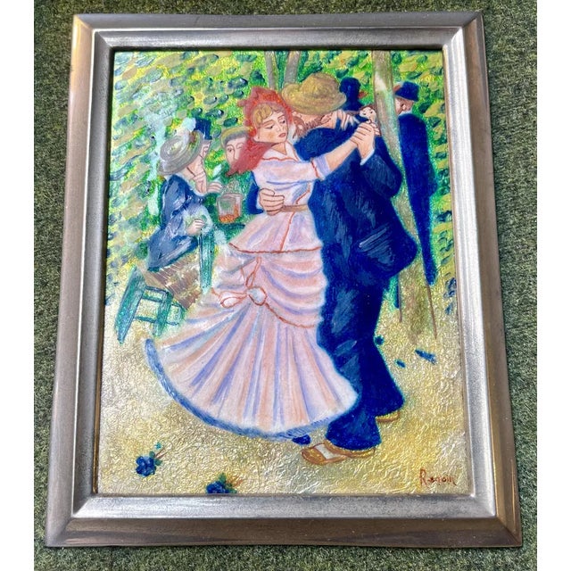 Vintage Enamel Dance at Bougival Plaque after Pierre-Auguste Renoir from Barba Spain, 1960s For Sale - Image 4 of 8