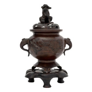 Chinese Patinated Bronze Tripod Censer For Sale