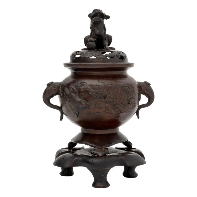 Chinese Patinated Bronze Tripod Censer For Sale