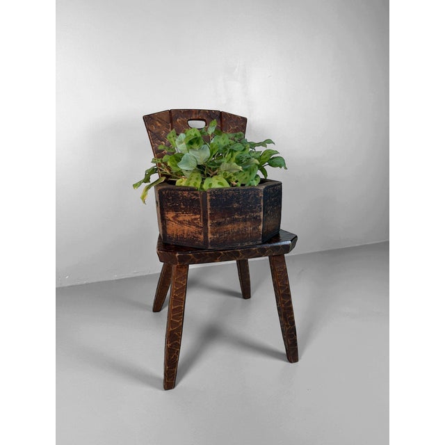 Mid-Century Modern Japanese Wooden Chair with Kamakura-Bori Carving, 1950 For Sale - Image 3 of 9