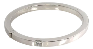 Cartier Tank Princess Cut Diamond 18k White Gold Bangle Bracelet - Size 16