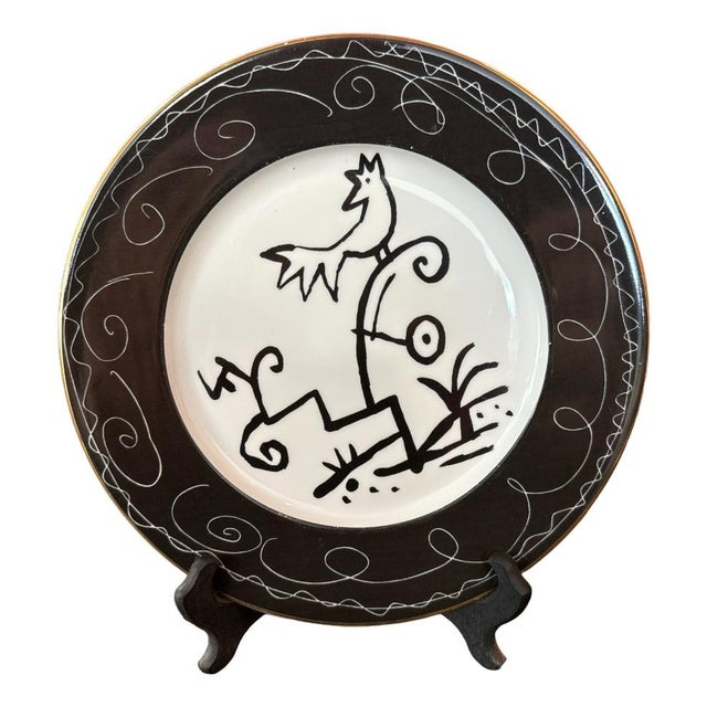 Black Vintage Rooster Plate by Javier Mariscal, 1990s For Sale - Image 8 of 8