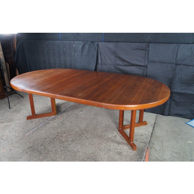 Brown 1980s Otmar Danish Scandinavian Modern Teak Round Extendable Dining Table MCM For Sale - Image 8 of 13