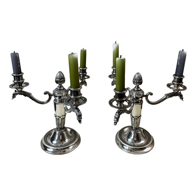 Vintage Candlesticks in Metal, 1950s, Set of 2 For Sale