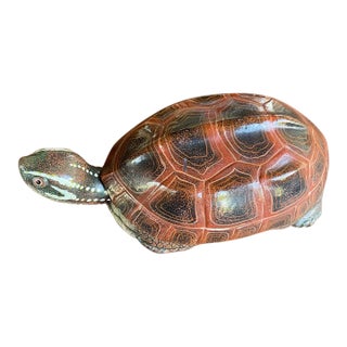 Japanese Mid Century Lacquer Tortoise Turtle Jewelry Box For Sale