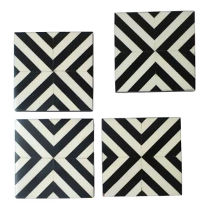 Black and White Cocktail Drinks Coasters, Set of 4