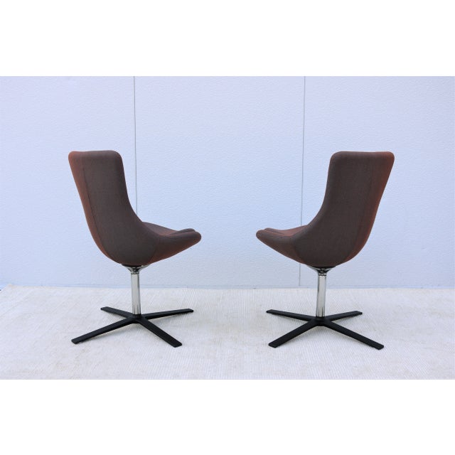 Maroon Contemporary Modern Orangebox Bloom Swivel and Tilt Guest Side Chairs - a Pair For Sale - Image 8 of 13