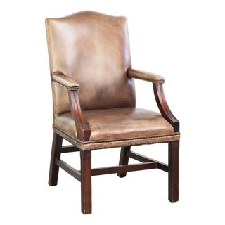 English-Style Gainsborough Desk Chair in Cowhide Leather For Sale