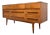 Vintage Mid-Century Modern Low Dresser With Sculpted Pulls and Tapered Legs. For Sale