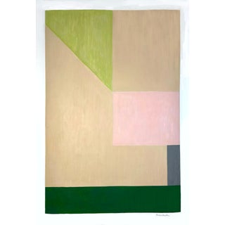 Mixed Media Geometric With Pink and Green For Sale