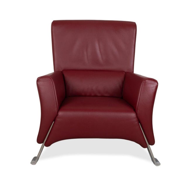 Set of Model 322 Lounge Chair and Ottoman in Bordeaux Red Leather from Rolf Benz For Sale - Image 15 of 18
